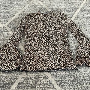 Cheetah leopard Print Leopard Bell Sleeve Top